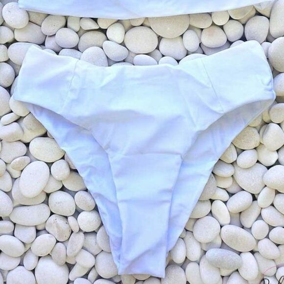 NWT High Waist, Bandeau Bikini Set in White - Picture 9 of 10